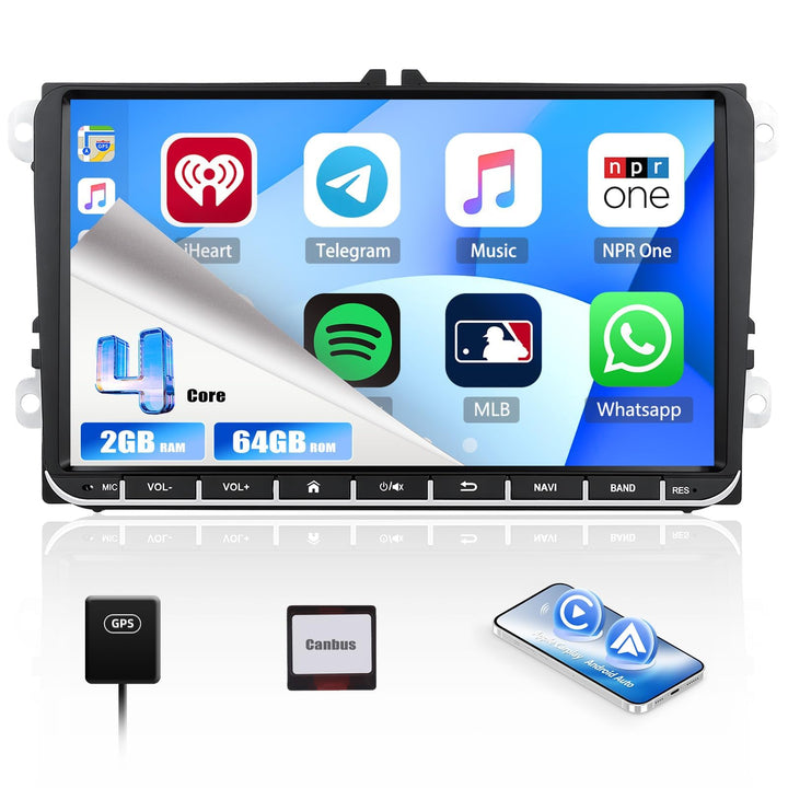 CAMECHO 2G+64G Android 15 Autoradio für VW Golf 5 Polo Skoda mit Navi Carplay Wireless Android Auto,