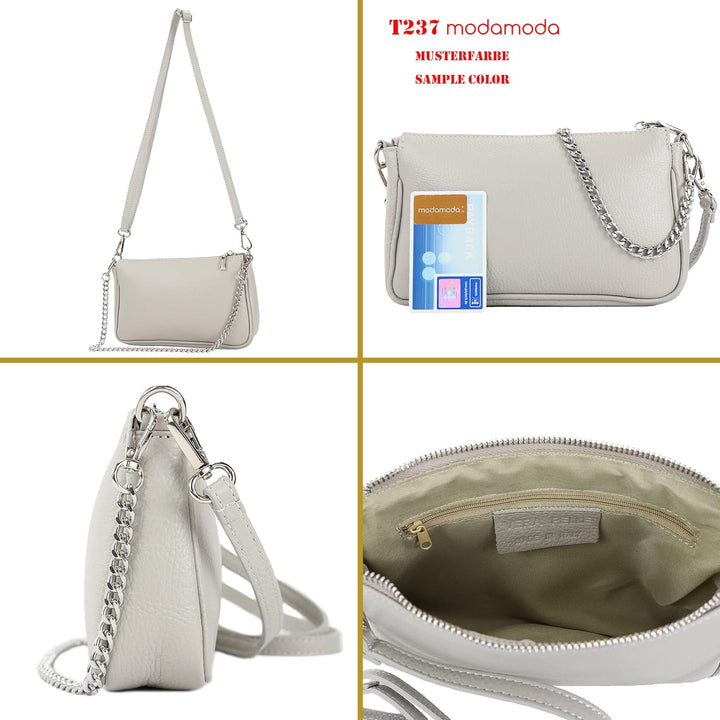 modamoda de - T237 - Umhängetasche Klein Small aus ital. Leder Dark Chocolate, Dark Chocolate