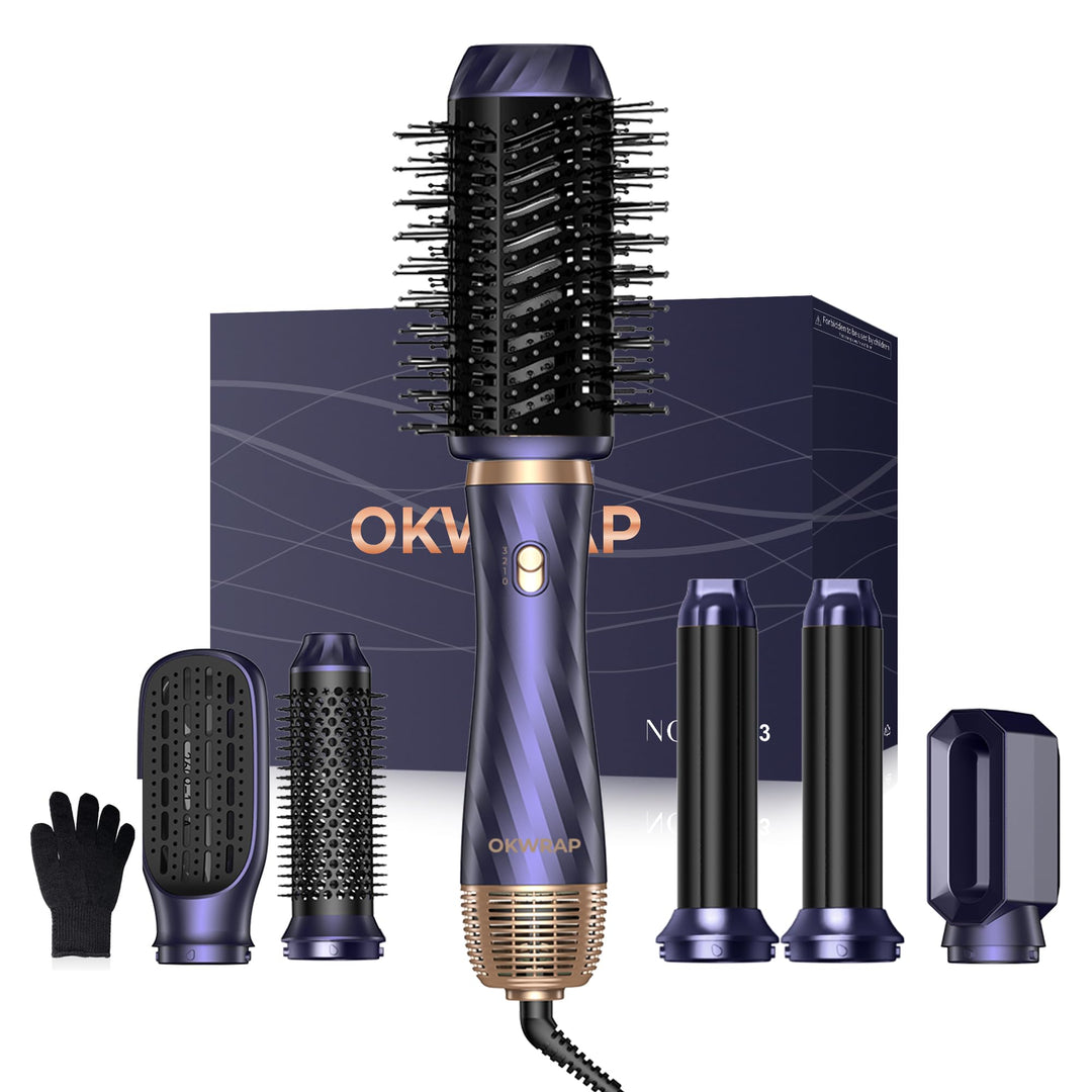 2025 Neues Hair Styler,OKWRAP Hair Styler Set, Airstyler 6 In 1 Mit Rundbürstenföhn Haarstyler Warml