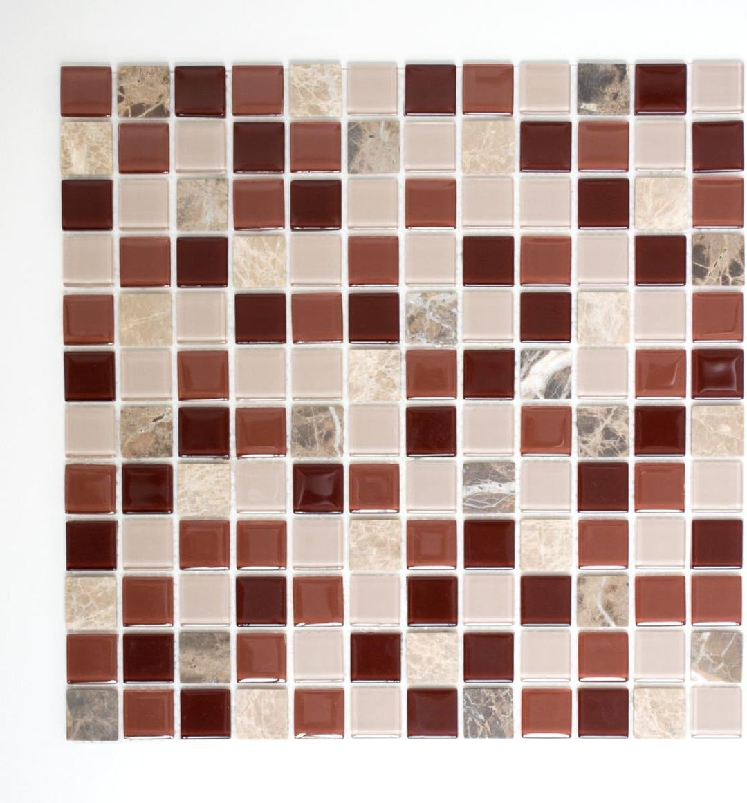 Mosaik Fliese selbstklebend Transluzent Stein beige braun Rechteck Glasmosaik Crystal Stein beige br