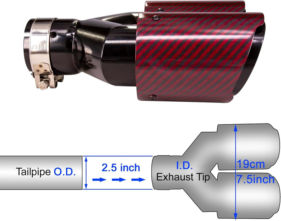 Krtopo 63mm Doppelschalldämpfer Spitze Carbon Auto Auspuffrohr Heckspitze Heckspitze Einlass 2,5" Au