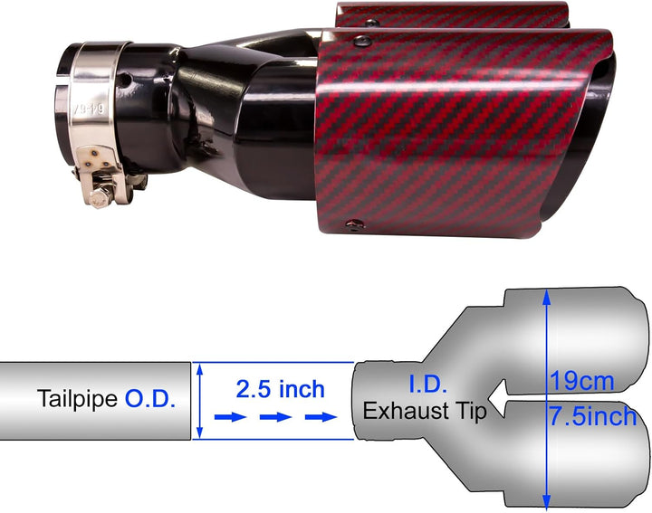 Krtopo 63mm Doppelschalldämpfer Spitze Carbon Auto Auspuffrohr Heckspitze Heckspitze Einlass 2,5" Au