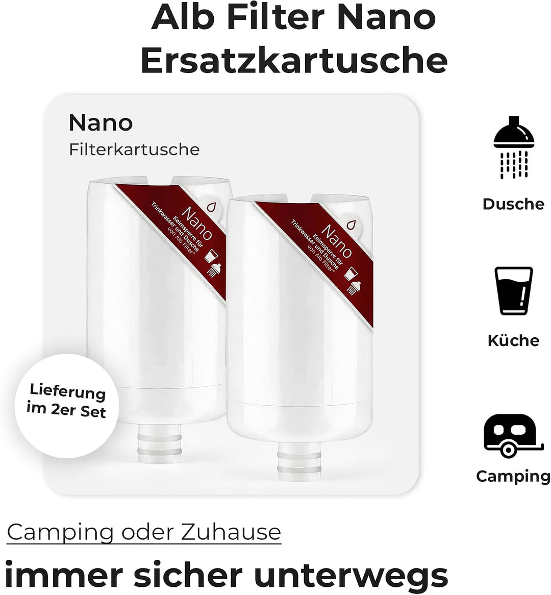 Alb Filter Nano Ersatzkartusche 2er-Pack – Einzelkartusche für den Wasserfilter – Sicheres Trinkwass