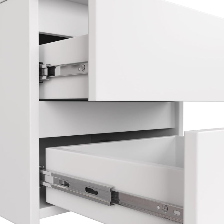 AKORD Nachttisch in minimalistischer Optik, mit 2 Schubladen, B40 x H40 x T35 cm Weiss, Weiss