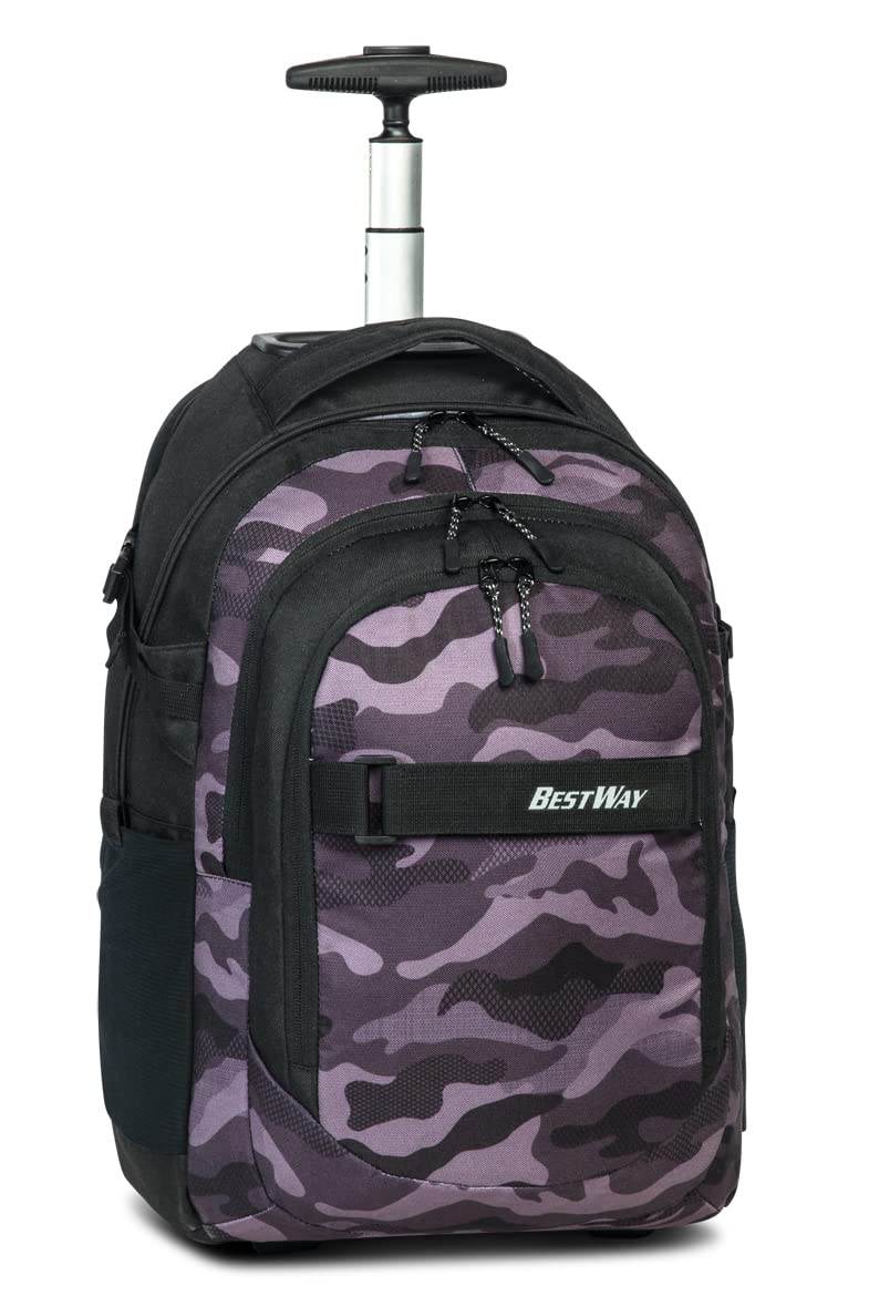 Fabrizio Bestway 2 Rad Rucksack Trolley Schultrolley Backpack Schulranzen mit Rollen, Farbe:Schwarz/