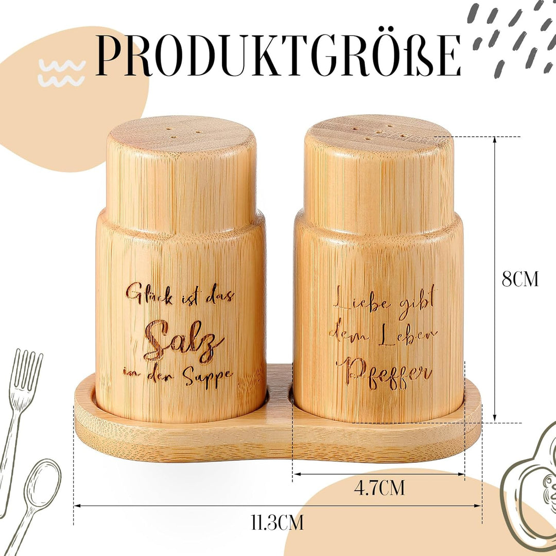 Geiserailie Salz- und Pfefferstreuer aus Holz Hochzeitsgeschenk Set mit Holzpalette Salz und Pfeffer