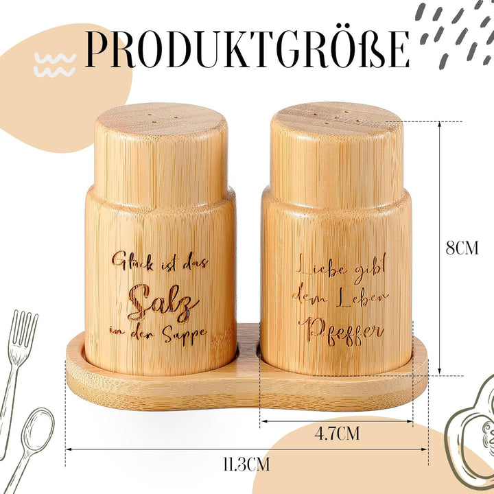 Geiserailie Salz- und Pfefferstreuer aus Holz Hochzeitsgeschenk Set mit Holzpalette Salz und Pfeffer