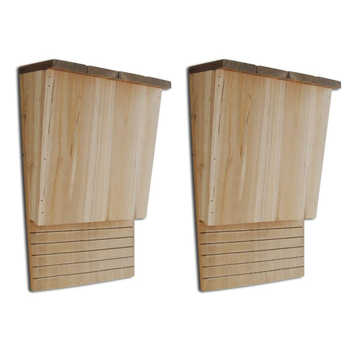 Fledermaushaus 2er-Set aus Holz für den Garten 22 x 12 x 34 cm Fledermausquartier mit Landerampe Bra