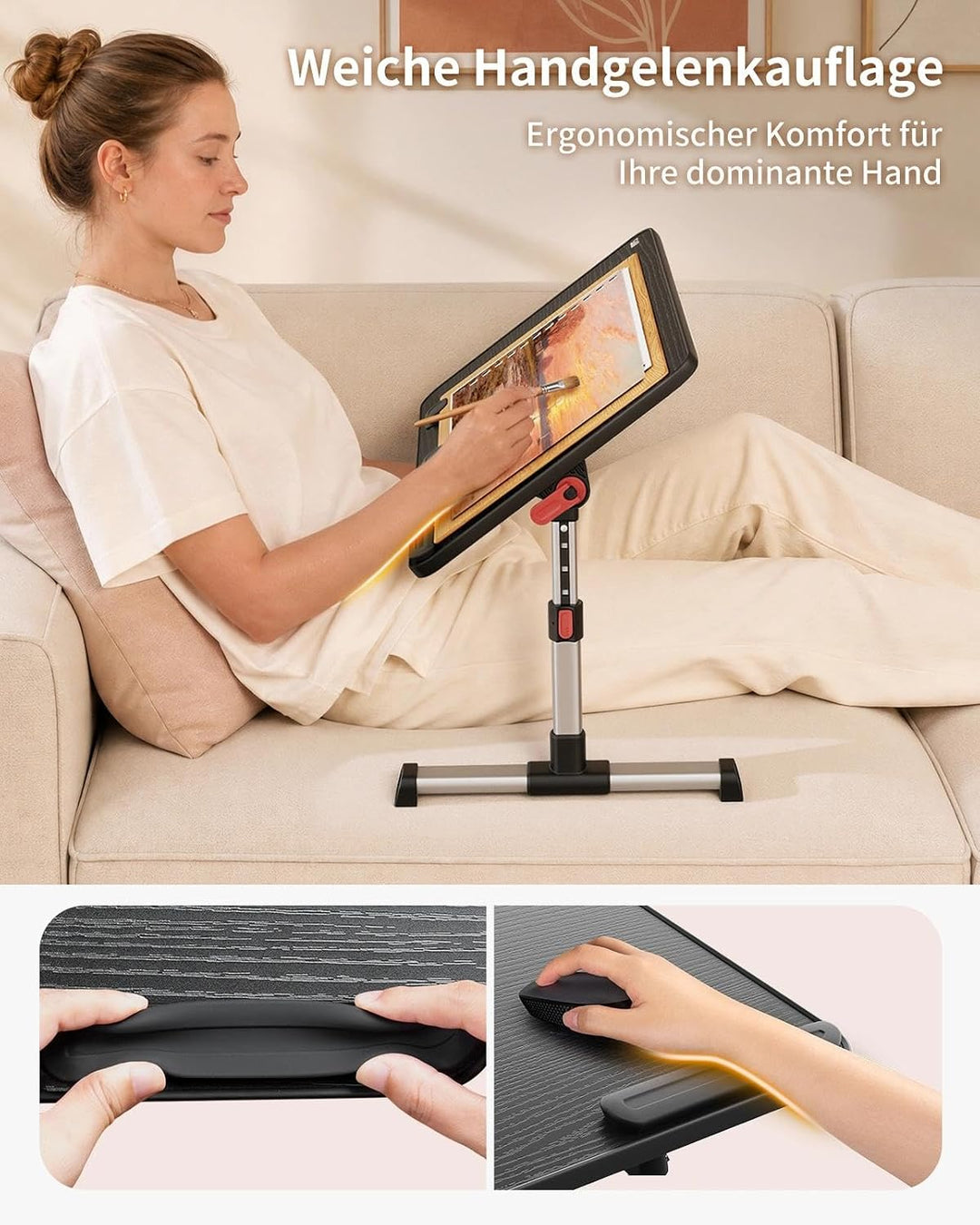 Tisch, SAIJI Betttisch höhenverstellbar, mit 4 einstellbare Winkel, Klappbarer Lapdesk, für Sofa Cou