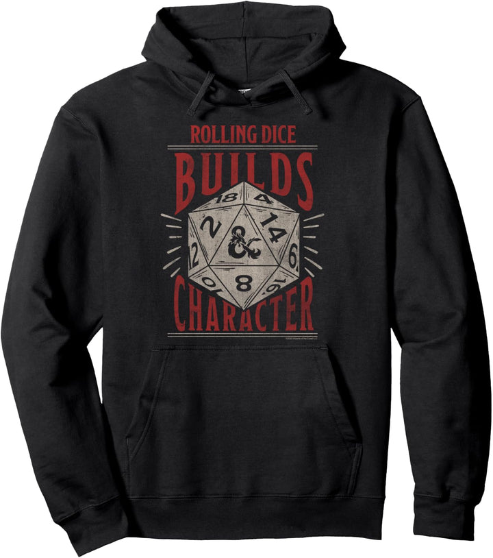 Dungeons &amp; Dragons Rolling Dice Builds Character Pullover Hoodie