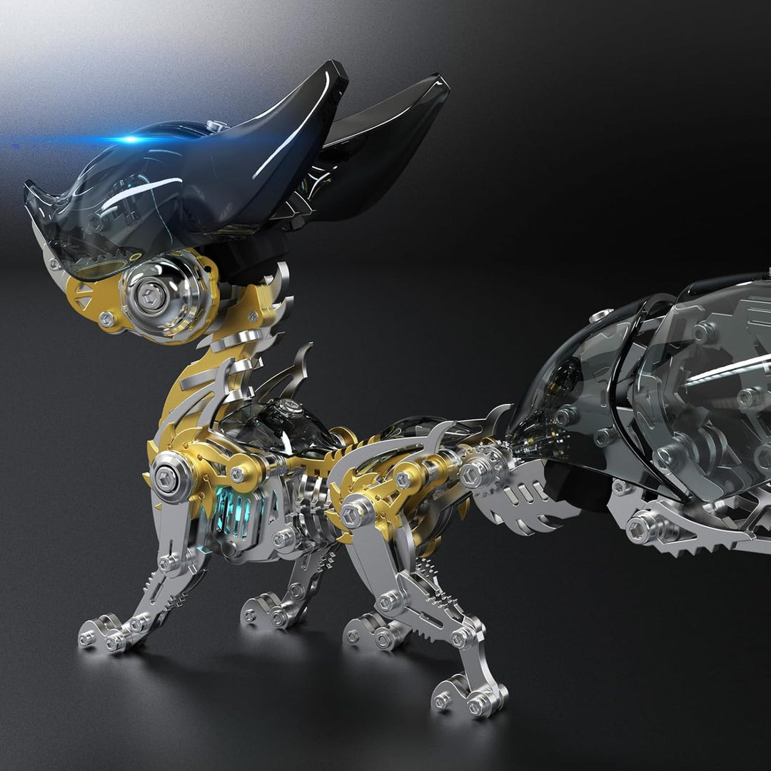 Bunte 3D Metall Puzzles für Erwachsene Fuchs Metall Modell Kits mit Licht, DIY Bauspielzeug 3D Metal