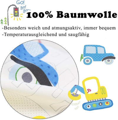 KEAYOO Kinderbettwäsche 100 x 135 100% Baumwolle Autos mit Reissverschluss für Mädchen Jungen Autos