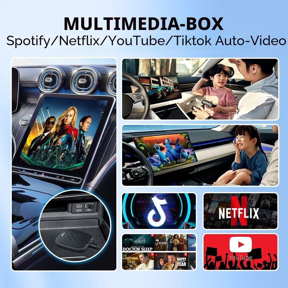 CarlinKit 2026 Wireless CarPlay & Android Auto AiBox Adapter, für Autos mit kabelgebundenem CarPlay,