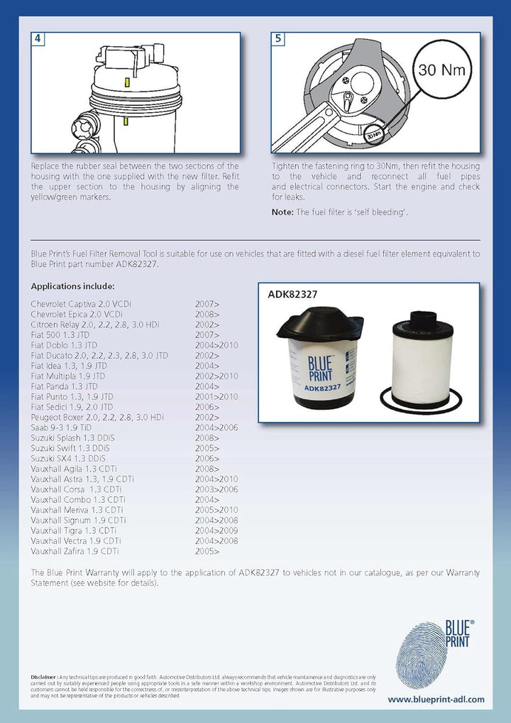 Blue Print ADK85502 Kraftstofffilterschlüssel, 1 Stück