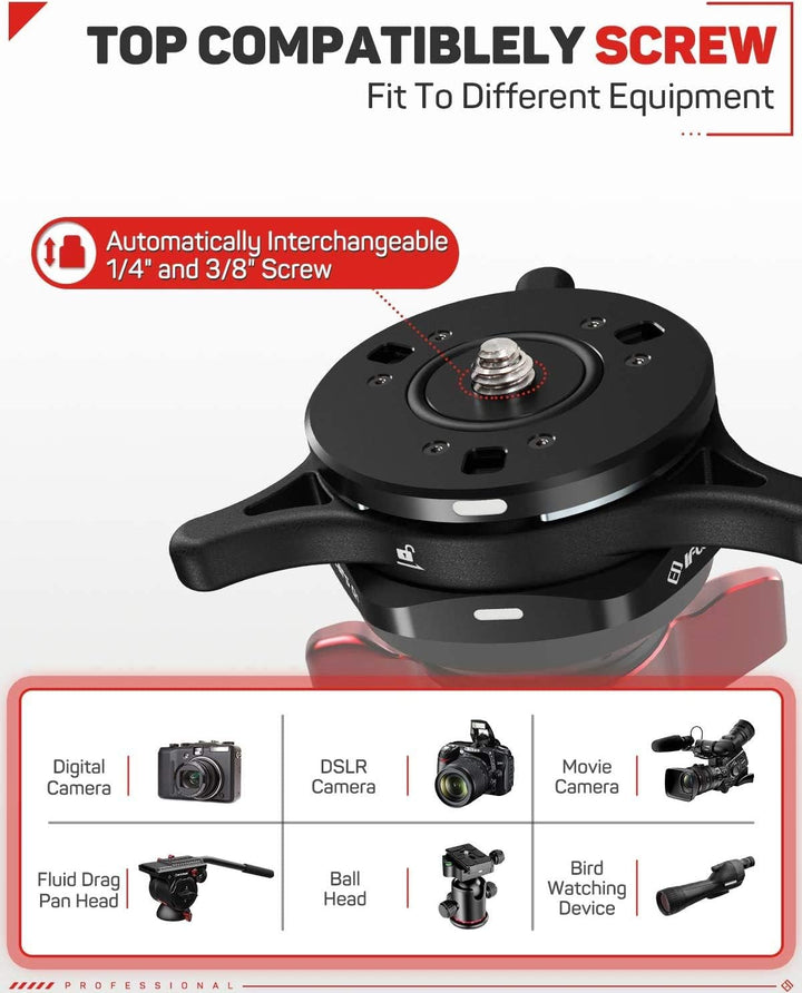 IFOOTAGE Quick Release System Seastars Q1 for Camera Tripod Monopod Crane Slider Top Head, Top Head