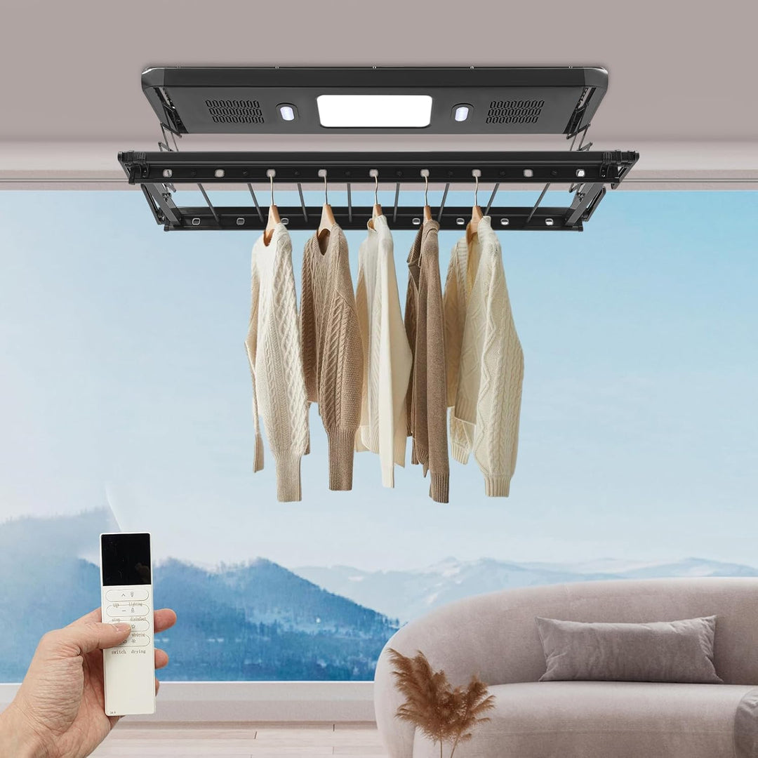 Elektrisch Decken Wäschetrockner, Ausziehbar Deckenmontage Elektrisch Wäscheständer, mit Fernbedienu