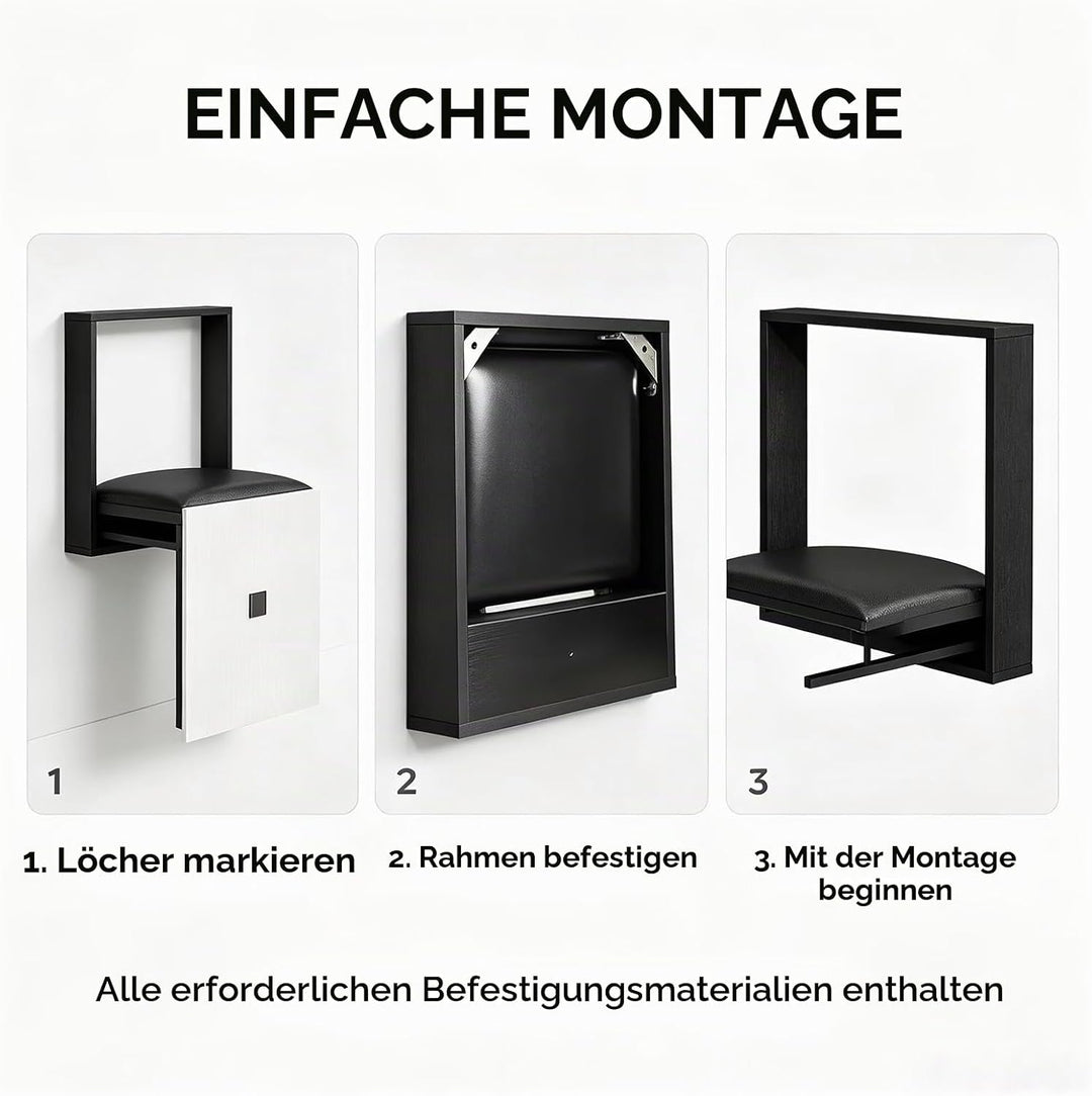 Faltbarer Wandhocker Wandmontierter 7 cm Ultradünner Klappstuhl Geeignet für Eingangsbereiche Wandkl