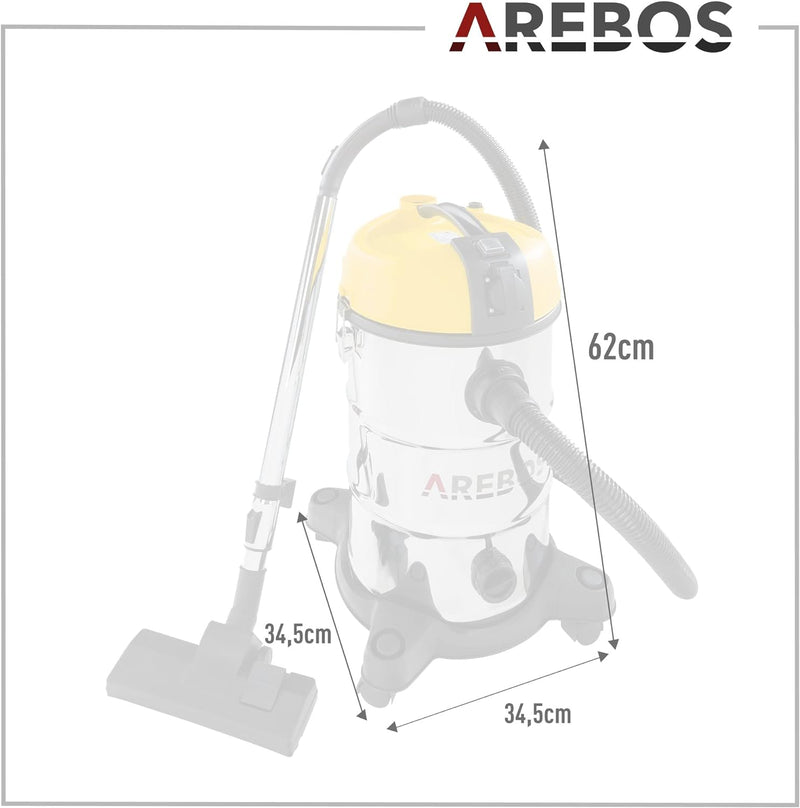 Arebos Industriestaubsauger 1300W | Nass- & Trockensauger | Mehrzwecksauger Wasser-Staubsauger | Wer