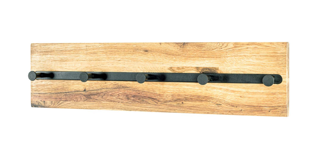 HAKU Möbel Wandgarderobe, Massivholz, eiche geölt-schwarz, B 60 x T 6 x H 15 cm Eiche Geölt-schwarz
