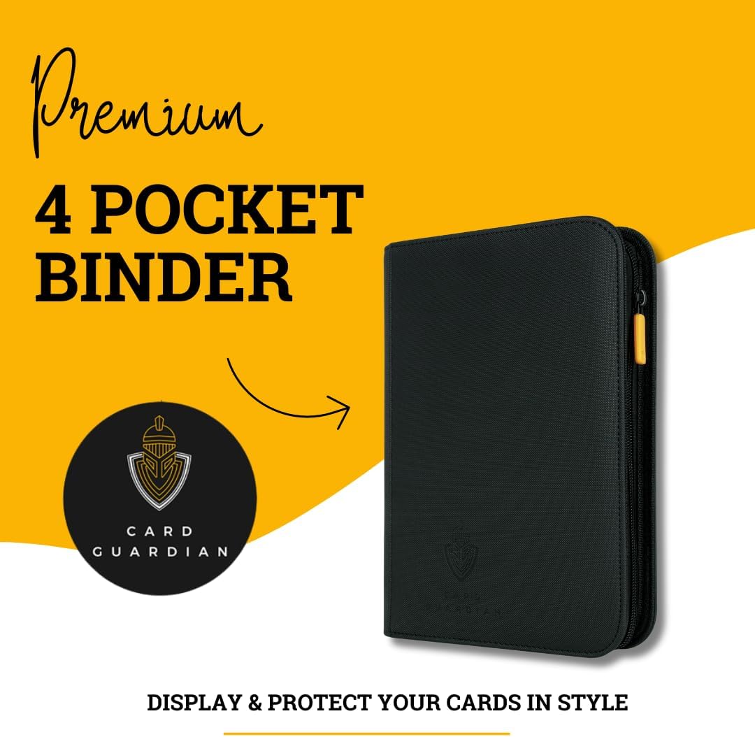 Card Guardian - 4 Pocket Premium Binder mit Reissverschluss und Seitentaschen für 160 Karten Sammelk