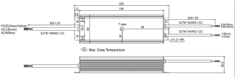 MeanWell HLG-100H-24B 96W 24V 4A LED Netzteil IP67 Dimmbar 0-10V PWM, HLG-100H-24B