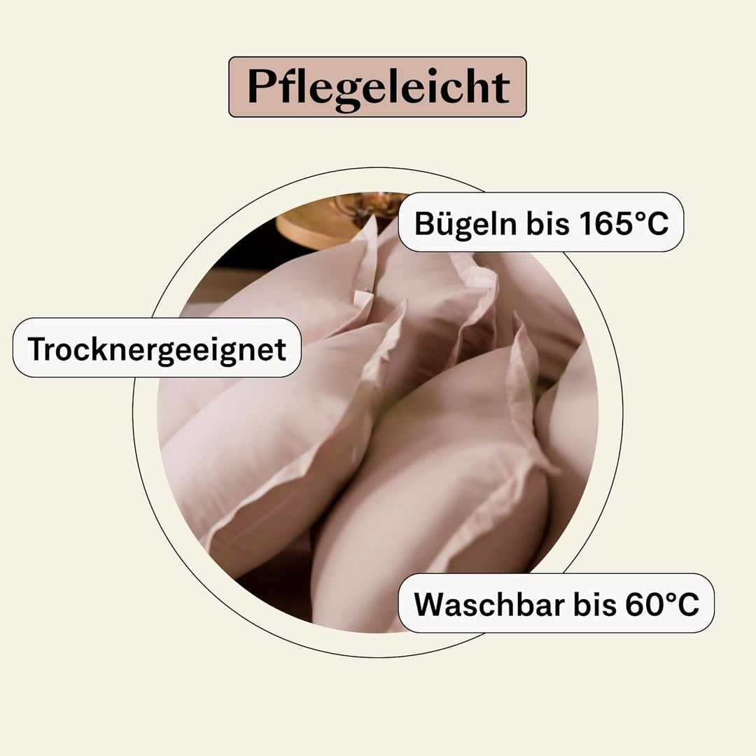 Mako Satin Kissenbezug 2er Set Kissenbezüge 65x65 cm, 100% ägyptische Baumwolle (Zertifiziert) rosa/