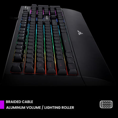 PREYON Long Claw Alpha Gaming tastatur mit Geflochtenem Kabel - Beleuchtete Membrane Tastatur mit La