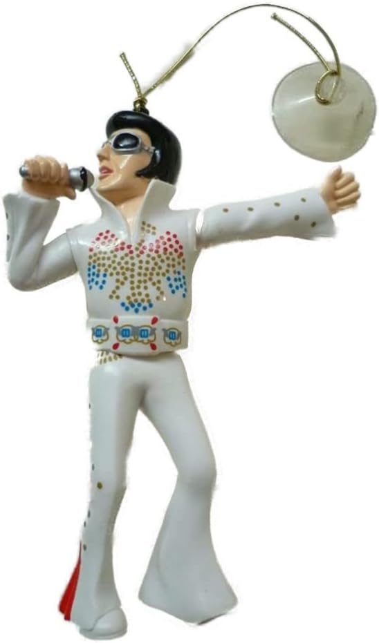 Tanzende Elvis-Figur für den Rückspiegel (weiss), für Sammler