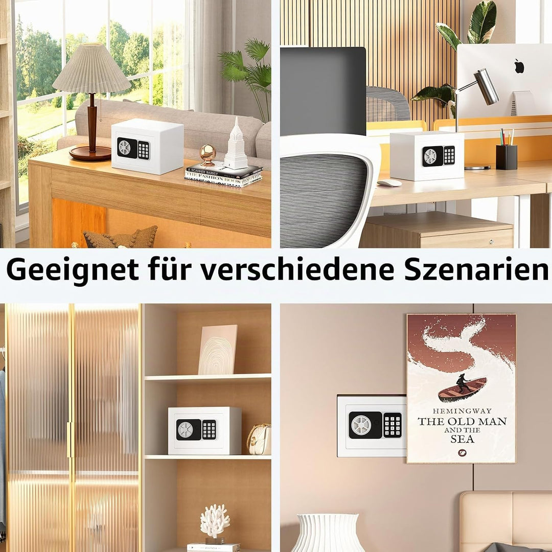 Digitaler Safe 6,8 l, kleiner Tresor für Zuhause, elektronische Sicherheitskassette, Wandtresor fürs