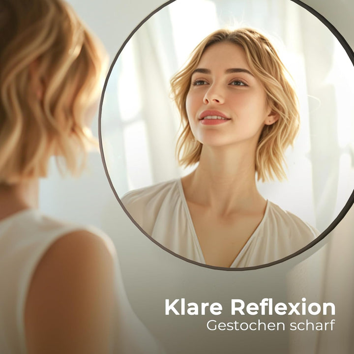 Heilmetz Badspiegel Rund Φ80cm Wandspiegel Badezimmerspiegel mit Verstellbarem Riemen IP44 Wasserdic