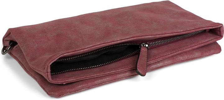 styleBREAKER Fold-Over-Clutch in Wildlederoptik mit Überschlag, 3-in-1 Tasche, Schulterriemen, Trage