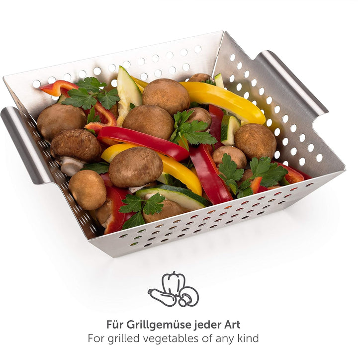 Blumtal Grillschale aus 100% Edelstahl - perfekt für Grillgemüse, Grillkorb geeignet für alle Grilla