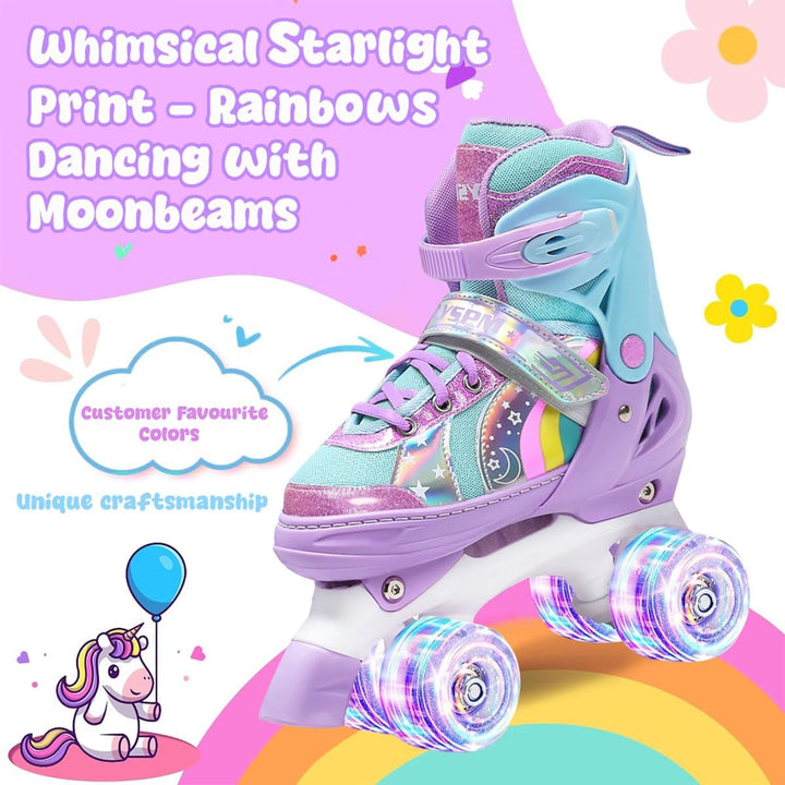 OLYSPM Rollschuhe Kinder Rollschuhe Verstellbar Rollschuhe Damen,LED Rollschuhe und 4 Grössen verste