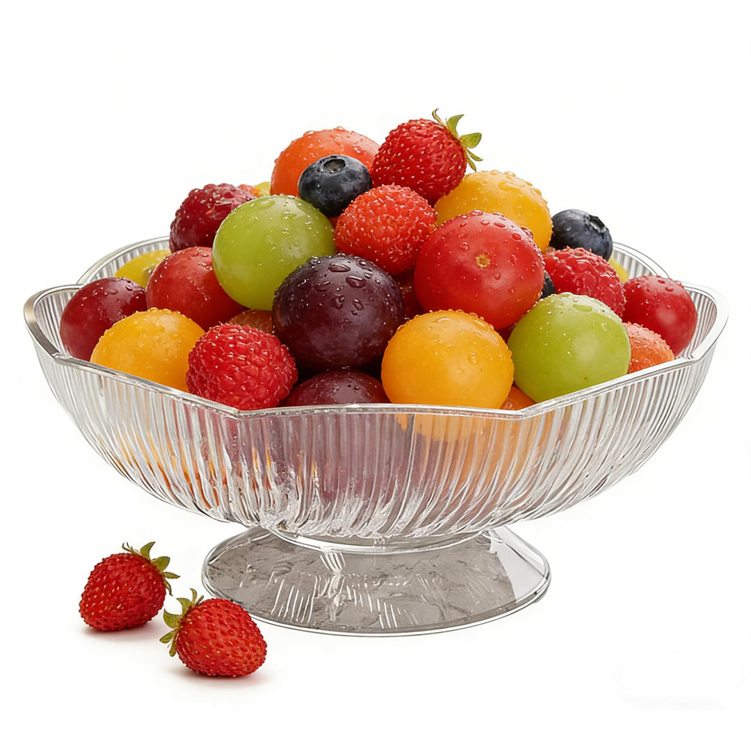 Süssigkeiten Obstschale modern Dekoschale mit Fuss Obst Gemüse Aufbewahrung Küche Transparent 2 Stüc