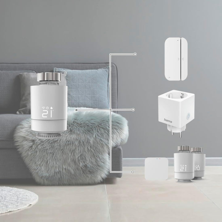 Smartes Heizkörperthermostat, Erweiterung für Hama WLAN-Heizungssteuerung, weiss Extra klein Single,