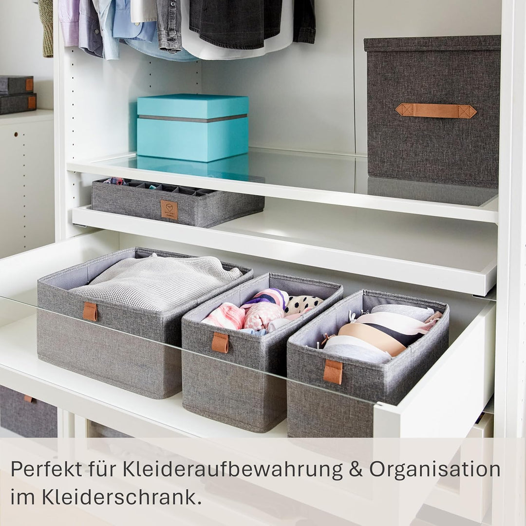 LOVE IT STORE IT - Premium - 3er Set Schrank Organizer aus Leinen - Schubladen Organizer für Kleider