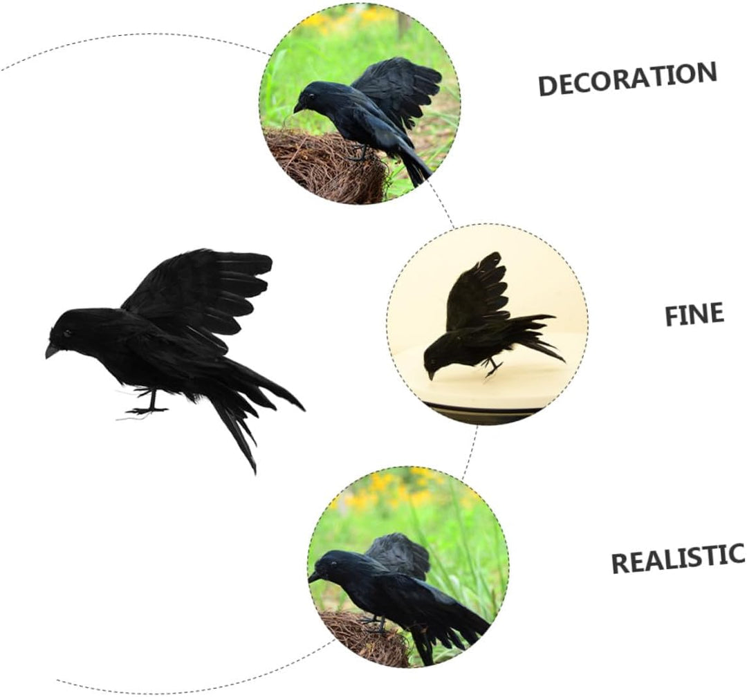 Toddmomy 2 Stück Realistische Deko Grosse Schwarze Vogel Attrappe Halloween Deko für Tisch Garten Pa
