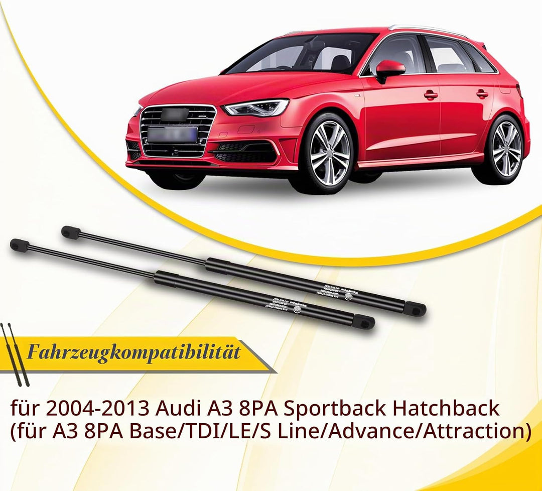 2X Gasfeder Heckklappe für 2004-2013 Audi A3 8PA Sportback Schrägheck Heckklappendämpfer Gasdruckdäm
