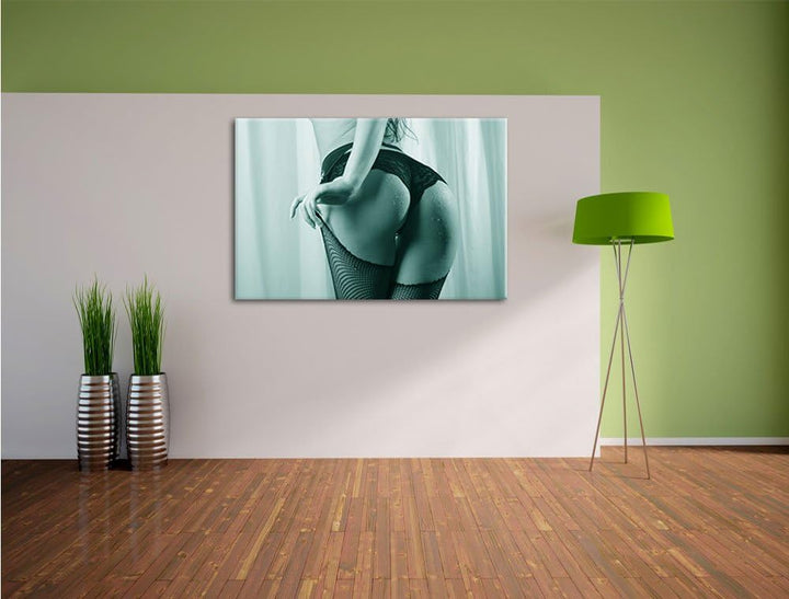 Pixxprint Frau Spitzenhöschen als Leinwandbild/Grösse: 120x80 cm/Wandbild/Kunstdruck/fertig bespannt