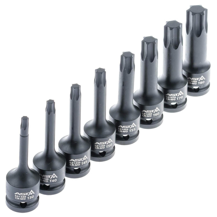 Torx Schlagschraubernüsse 1/2" Steckschlüssel Satz T30-T80 8-tlg.
