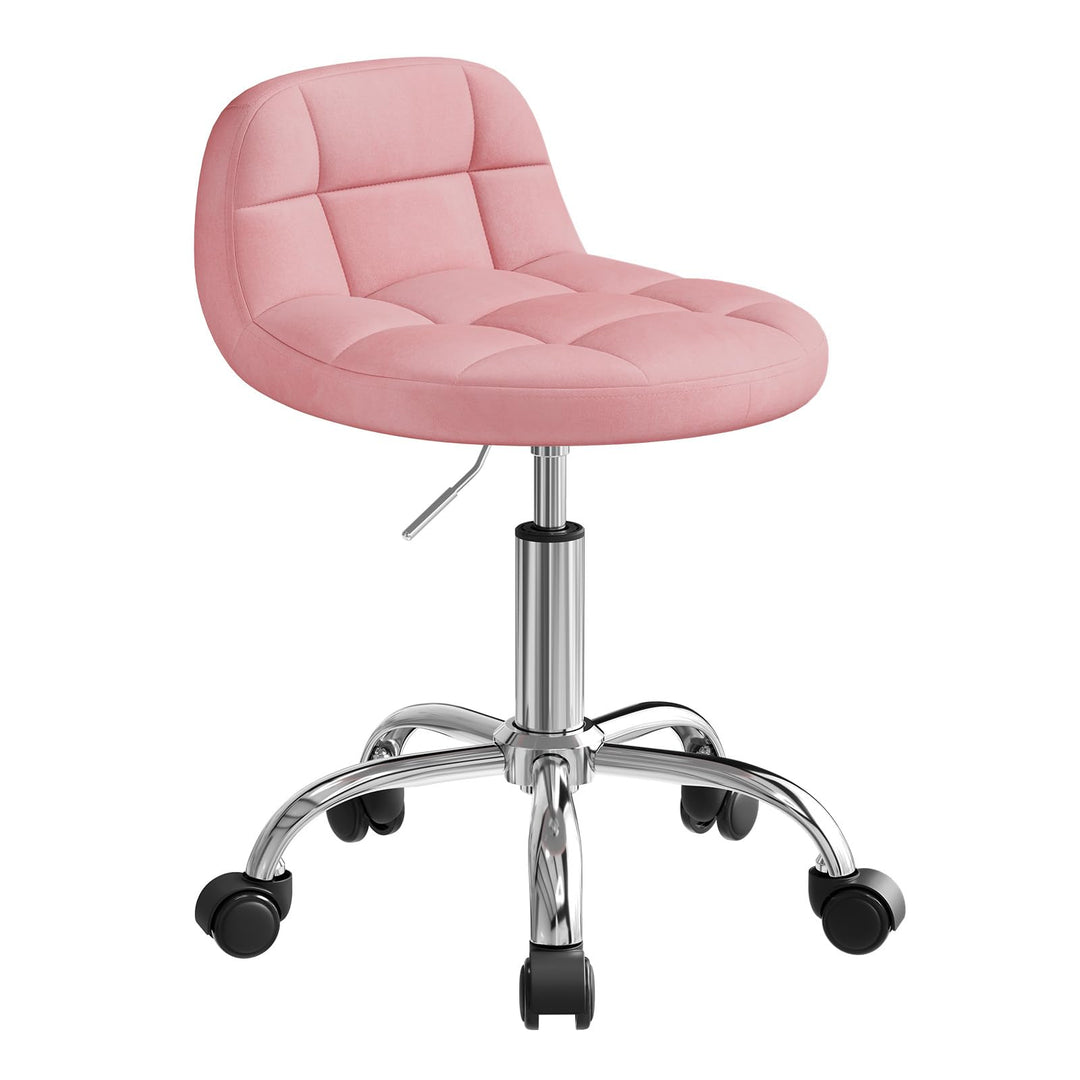 WOLTU Schminktisch Stuhl Rosa, Drehstuhl mit Rollen, Rollhocker höhenverstellbar, Arbeitshocker, Hoc