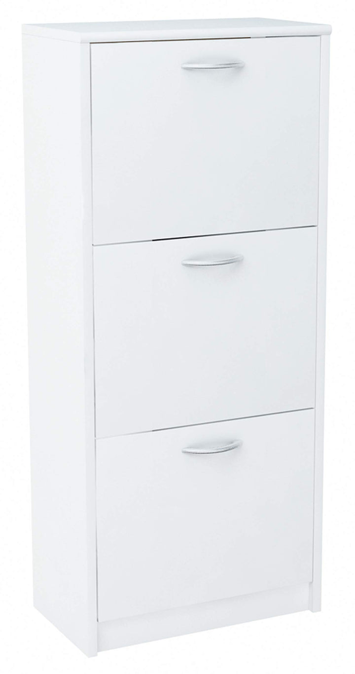 MATKAM Schuhschrank aus Holz 3S, in Schlichter Optik, B 50 x H 116 x T 28 cm, laminierte Möbelplatte