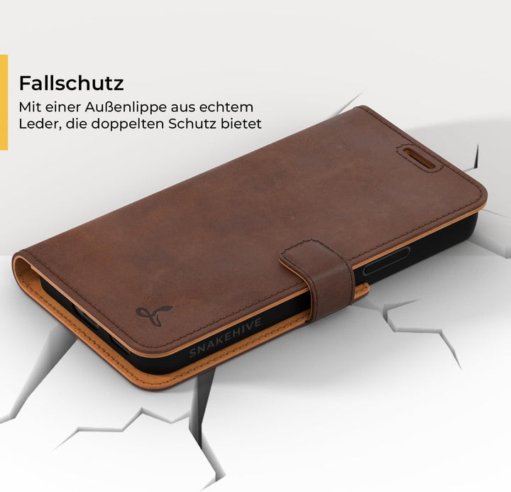 Snakehive Galaxy S22 Plus 5G Hülle Leder | Stylische Handyhülle mit Kartenhalter & Standfuss | Handy