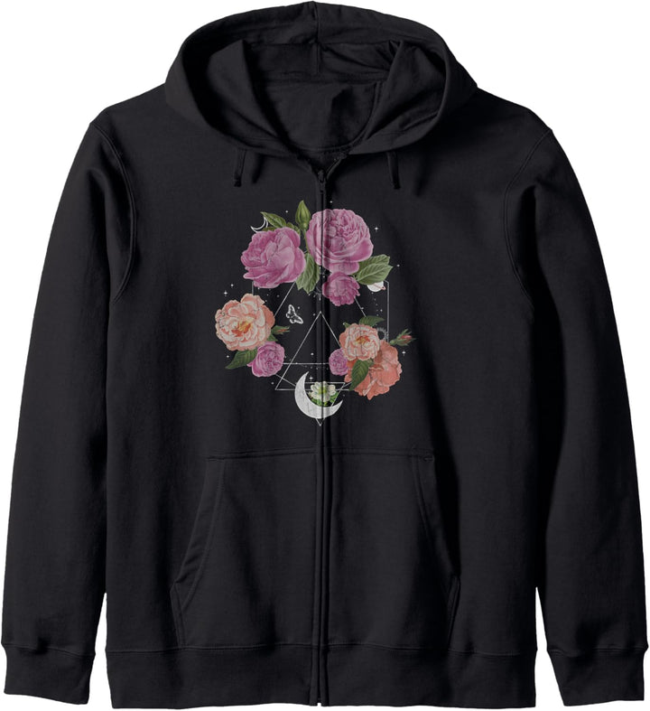 Trendy Floral Space Moon Kapuzenjacke