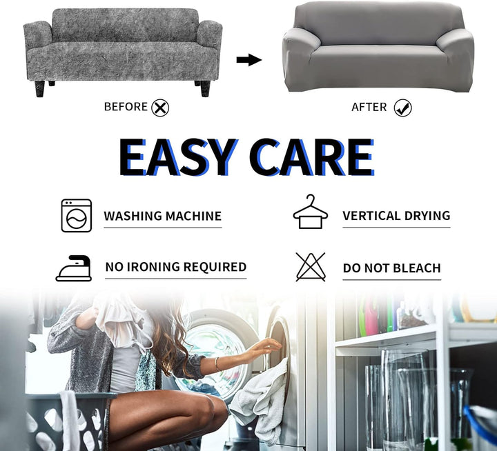 Lydevo Sofabezug 3 Sitzer Stretch Sofahusse Elastischer Sofabezug Spandex Sofa Überzug mit 2 Kissenb