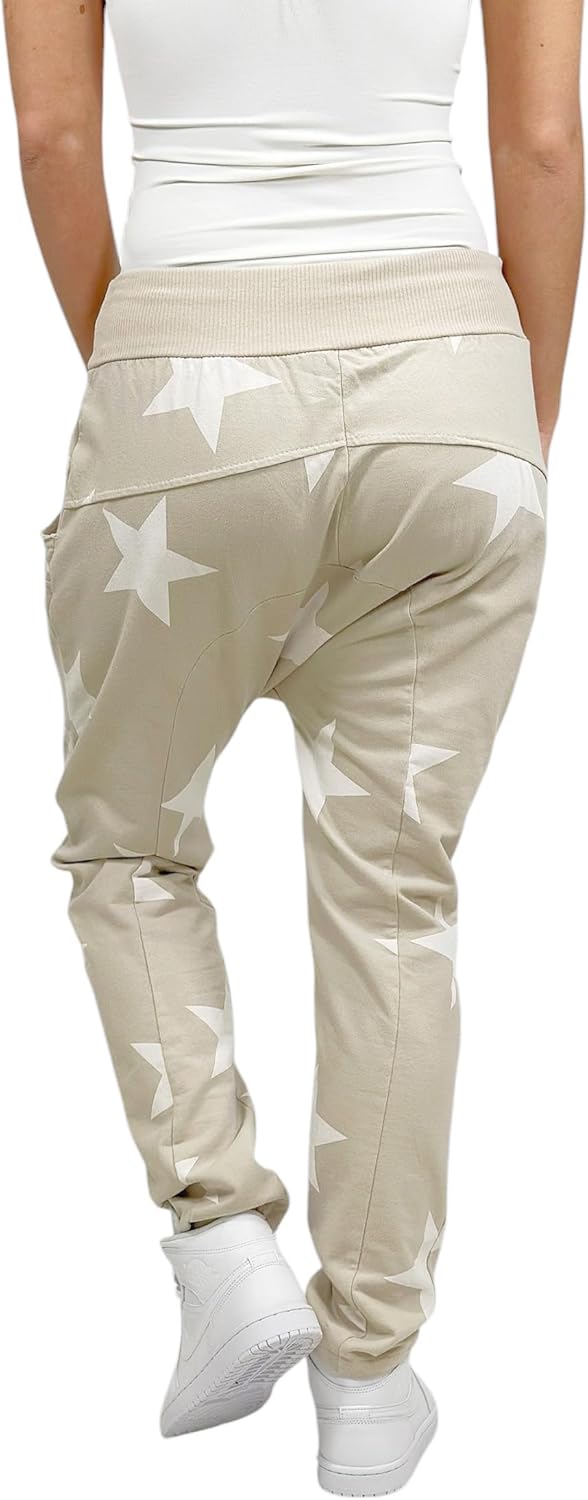 Mississhop Damen Hose Sweatpants Jogginghose Baumwolle Freizeithose Boyfriend Baggy Haremshose Stern