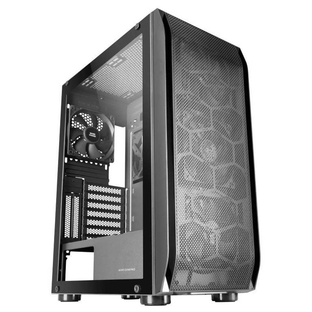 Mars Gaming MC-S2 Weiss, Kompaktes Micro-ATX Gaming PC-Gehäuse, 2 FRGB Rainbow-Lüfter mit Frontgitte