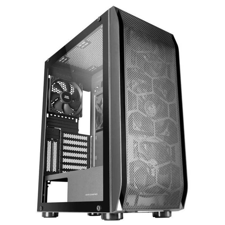 Mars Gaming MC-S2 Weiss, Kompaktes Micro-ATX Gaming PC-Gehäuse, 2 FRGB Rainbow-Lüfter mit Frontgitte