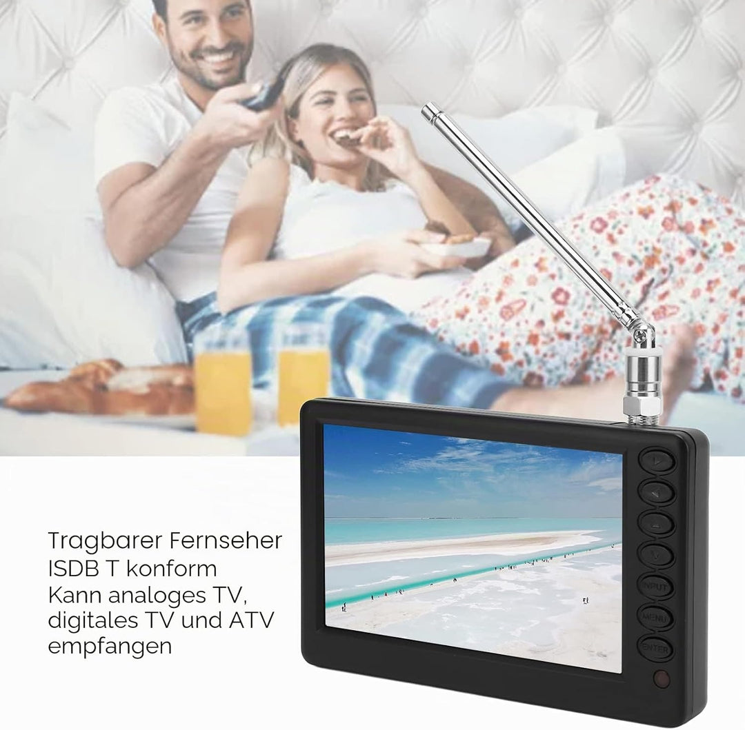 Tragbarer 5 Zoll Fernseher, ISDB T Digitalfernseher, 1080P Videoformatunterstützung, 1500 mAh Hochem
