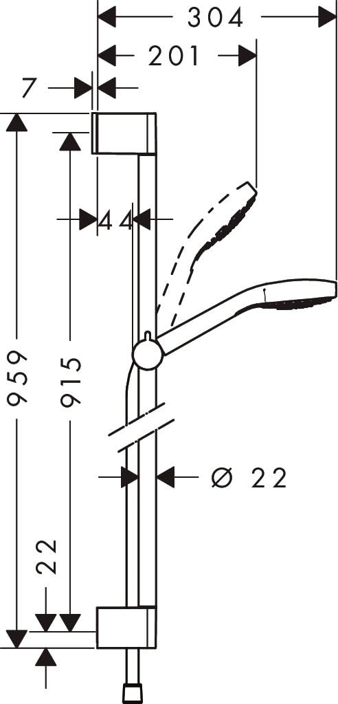 hansgrohe Croma Select S Duschset 0,90m, 3 Strahlarten, Weiss/Chrom Weiss/Chrom 0,90m Set 3 Strahlar